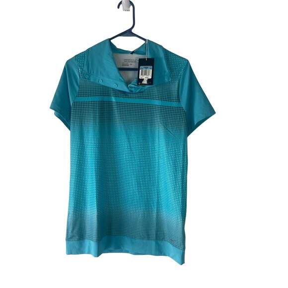 Nike Golf NWT Women's Size Medium Blue Half‎ Button Activewear Polo - Picture 1 of 10